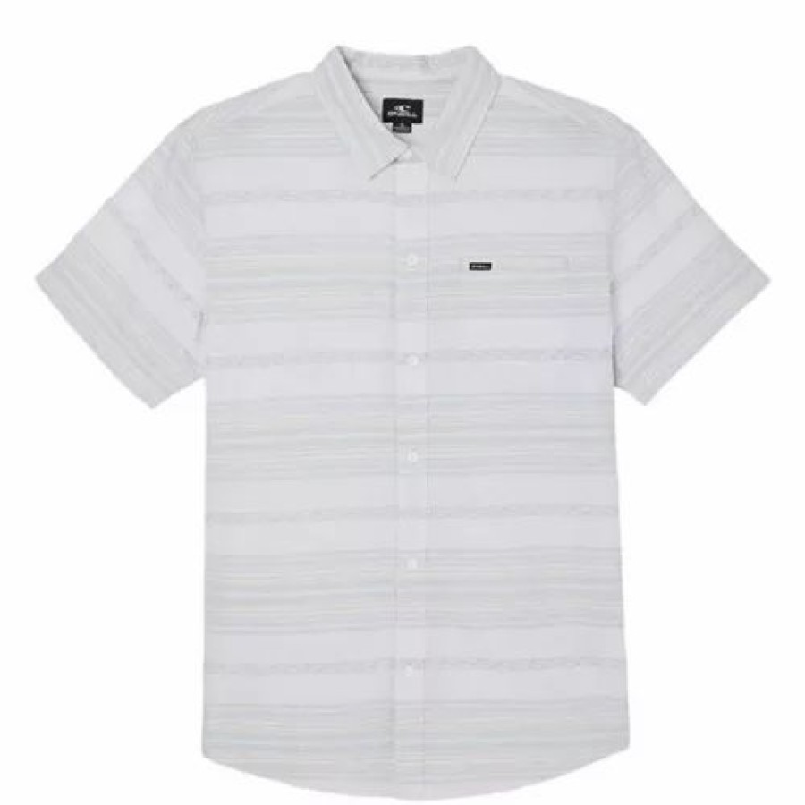 Shirts * | Boys' O'Neill Seafaring Stripe Short Sleeve Shirt White