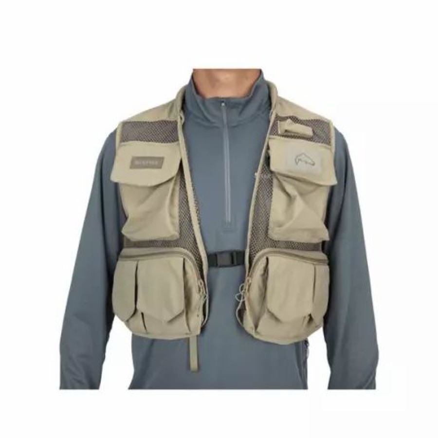 Vests * | Men'S Simms Tributary Fishing Vest Tan