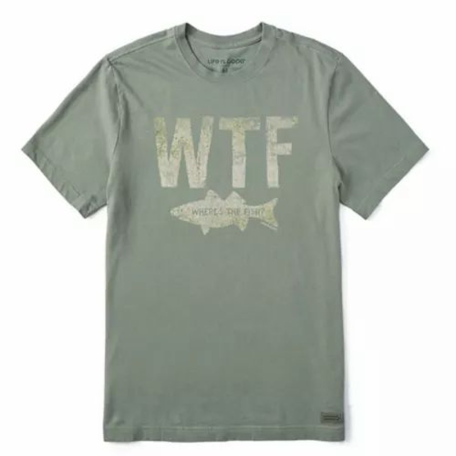 Shirts * | Men'S Life Is Good Wtf T-Shirt Moss Green