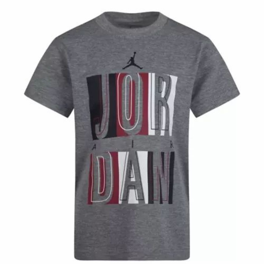 Shirts * | Boys' Jordan Line Up Stack T-Shirt Carbon Heather