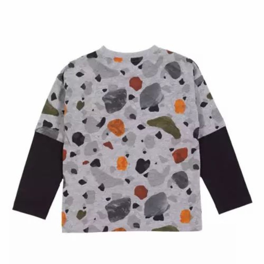 Shirts * | Boys' Nano Long Sleeve Printed Jersey T-Shirt Grey Heather Mix