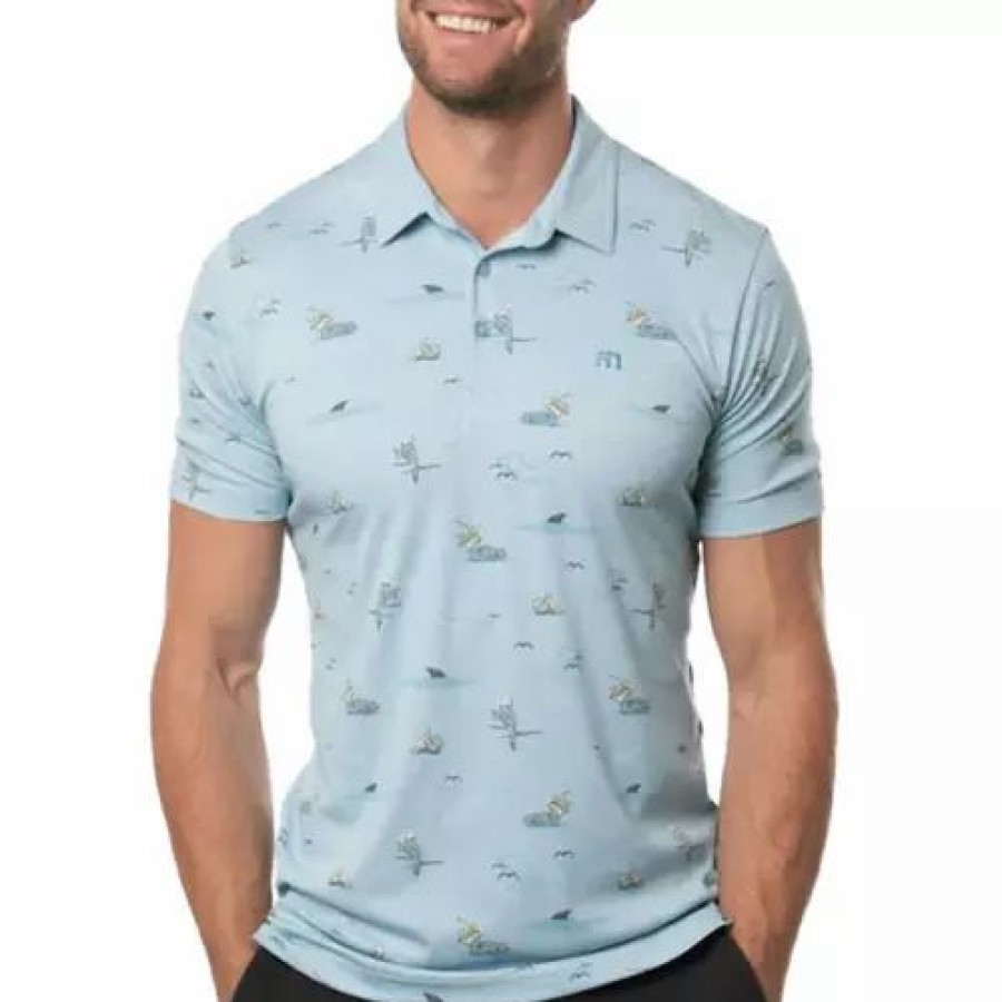 Shirts * | Men'S Travismathew Going Rogue Golf Polo Heather Delphinium