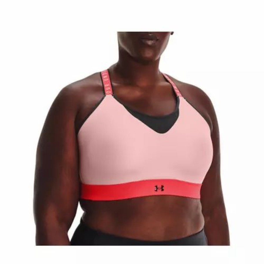 Bras * | Women'S Under Armour Plus Infinity High Blocked Sports Bra Retro Pink / Beta / Jet Gr