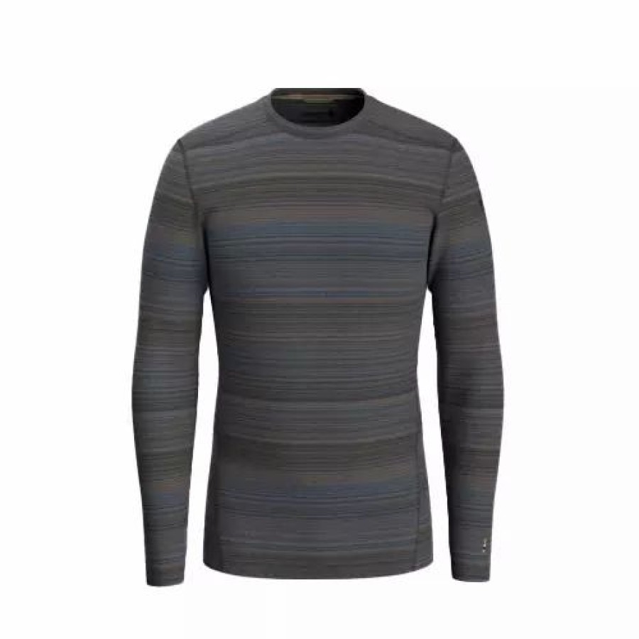 Shirts * | Men'S Smartwool Merino Base Layer Pattern Crew Laguna Blue Angled