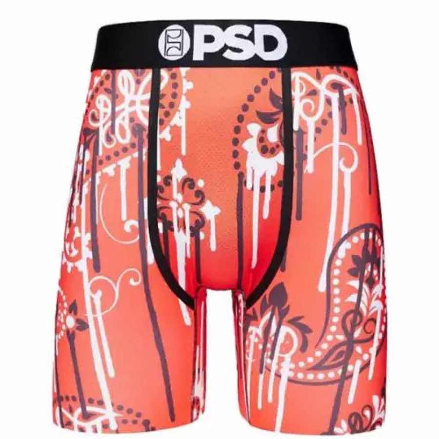 Underwear * | Men'S Psd Drippin Paisley Boxer Briefs Drippin Paisley Red