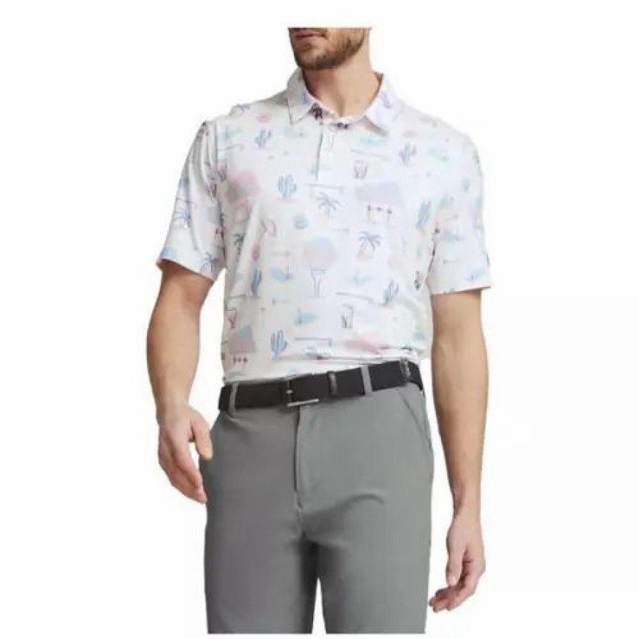 Shirts * | Men'S Puma Ap Cloudspun Palmer'S Place Golf Polo Bright White / Tropical Aq