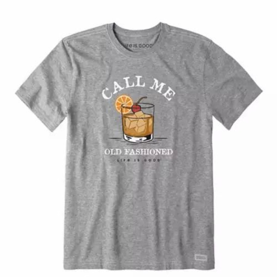 Shirts * | Men'S Life Is Good Call Me Old Fashioned Crusher-Lite T-Shirt Heather Grey