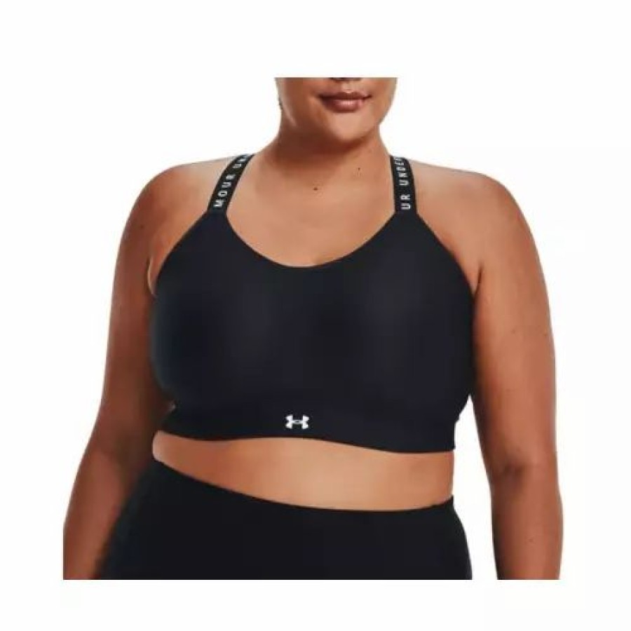 Bras * | Women'S Under Armour Plus Infinity Mid Covered Sports Bra Black/White