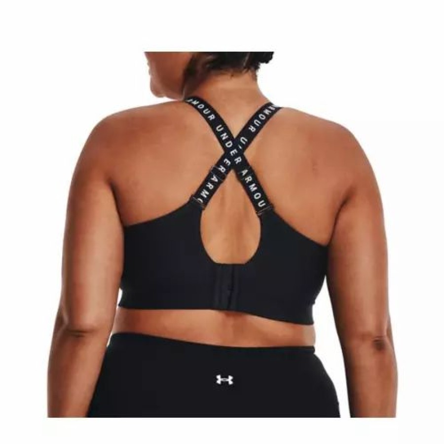 Bras * | Women'S Under Armour Plus Infinity Mid Covered Sports Bra Black/White