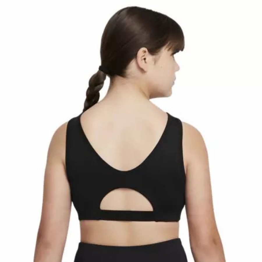 Bras * | Girls' Nike Dri-Fit Swoosh Luxe Sports Bra Black/Black/White