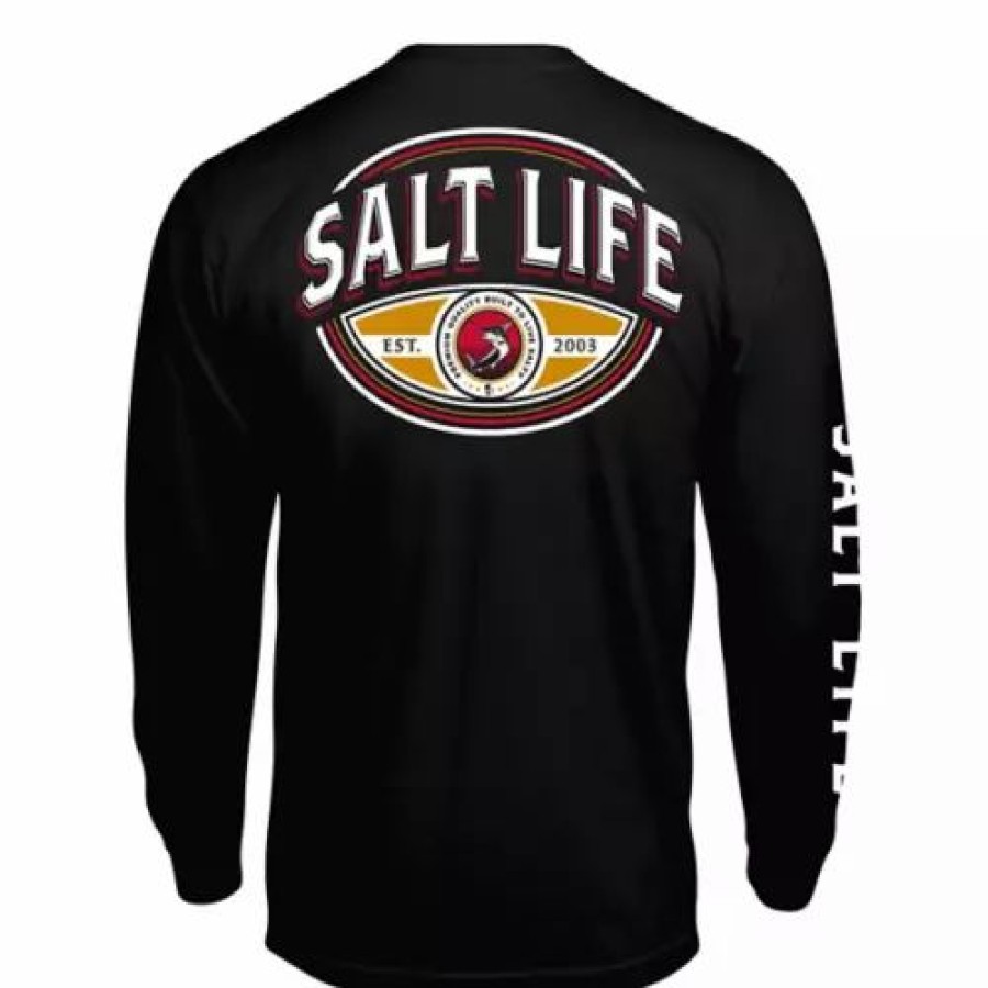 Shirts * | Men'S Salt Life Built Salty Long Sleeve T-Shirt Black