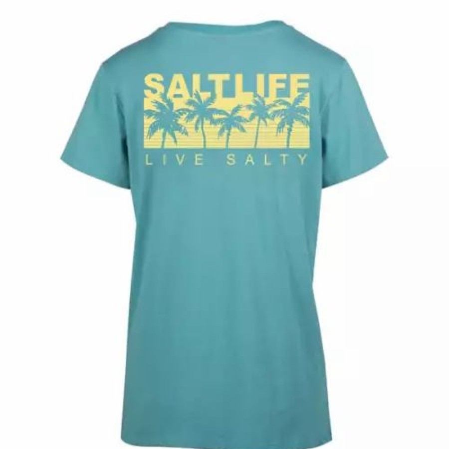 Shirts * | Women'S Salt Life Promenade Short Sleeve Boyfriend T-Shirt Sea Green