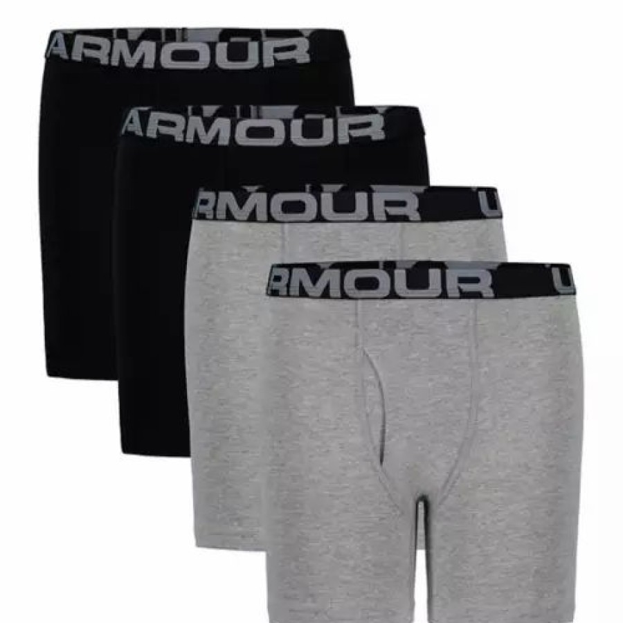 Underwear * | Boys' Under Armour Cotton 4 Pack Boxer Briefs