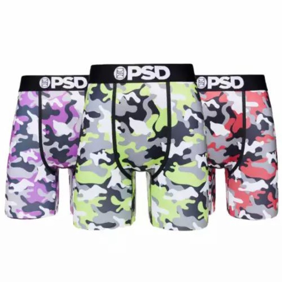 Underwear * | Men'S Psd Camo 3 Pack Boxer Briefs Multi