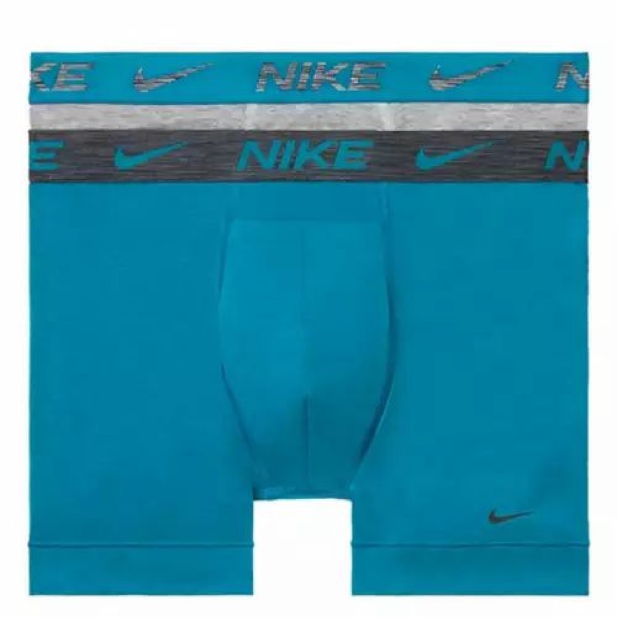 Underwear * | Men'S Nike Dri-Fit Reluxe 2 Pack Boxer Briefs Midnight Grey Heather/Spru