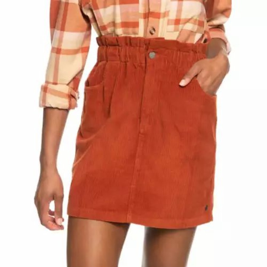 Skirts & Skorts * | Women'S Roxy Silent Days Corduroy Skirt Baked Clay