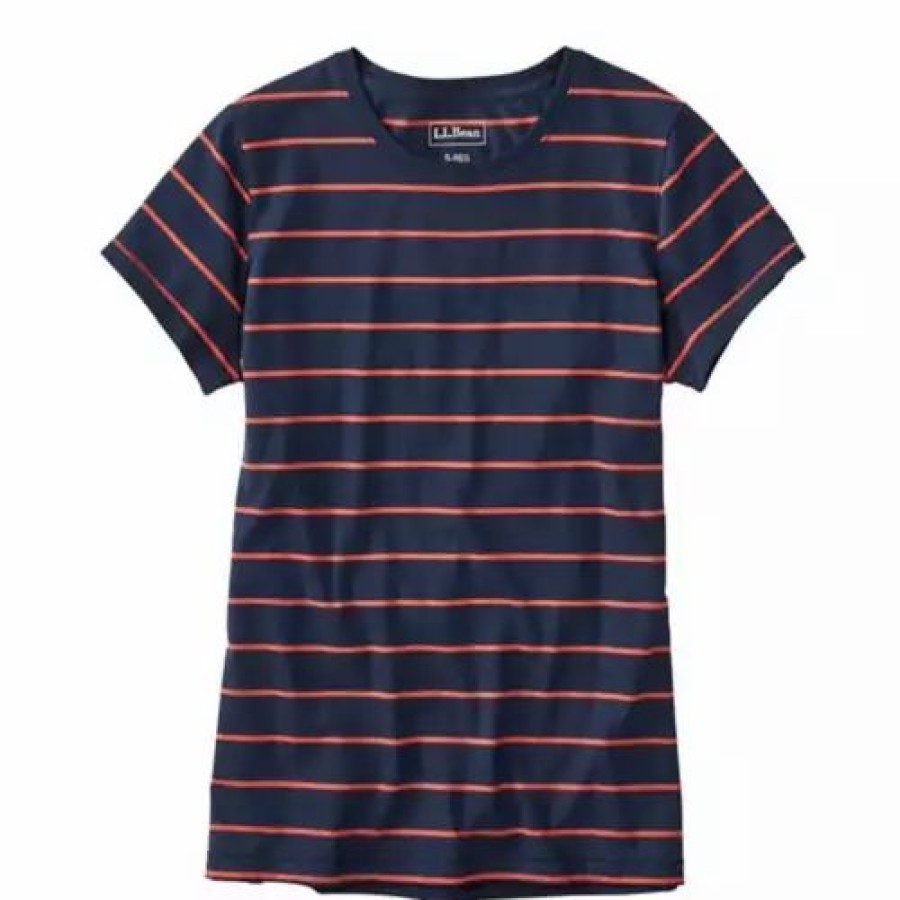 Shirts * | Women'S L.L.Bean Soft Stretch Supima Stripe Crewneck Short Sleeve T-Shirt