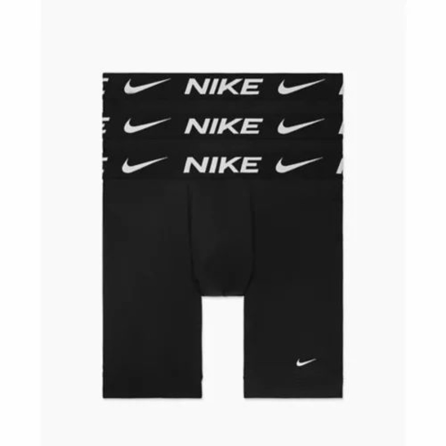 Underwear * | Men'S Nike Dri-Fit Essential Micro Long 3 Pack Boxer Briefs Black