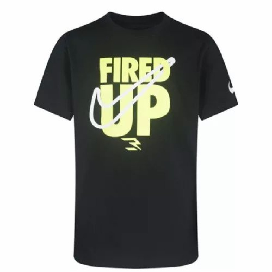 Shirts * | Boy'S Nike Fired Up Swoosh T-Shirt Black