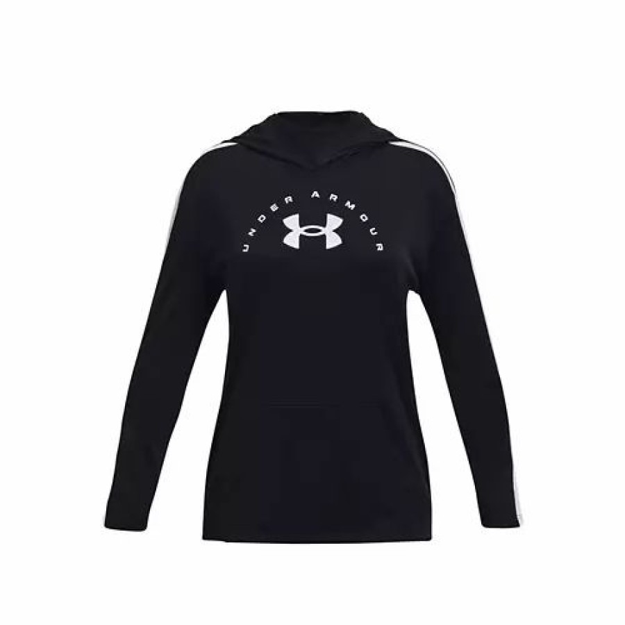 Shirts * | Girls' Under Armour Tech Graphic Hoodie Black/White