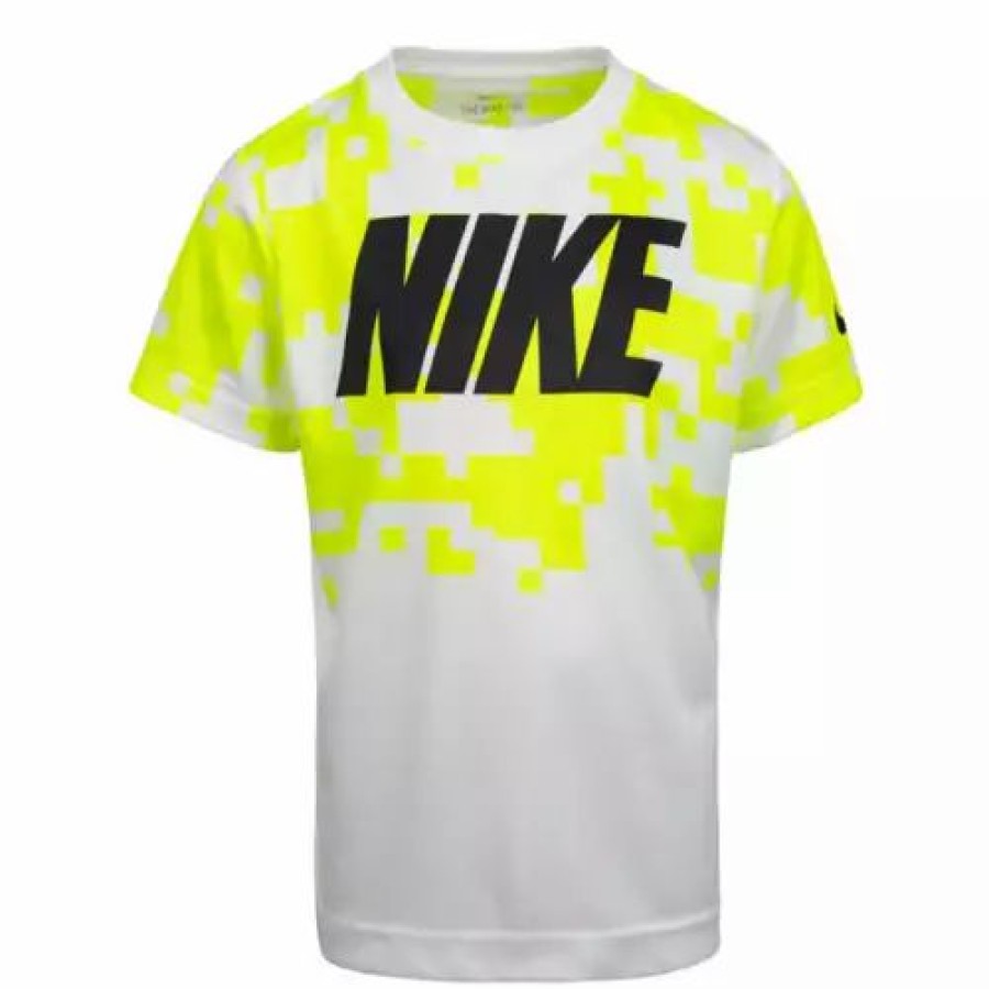 Shirts * | Toddler Boys' Nike Dri-Fit Digital Print Logo T-Shirt White