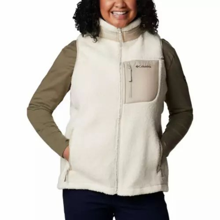 Vests * | Women'S Columbia Plus West Bend Fleece Vest Chalk/Fossil