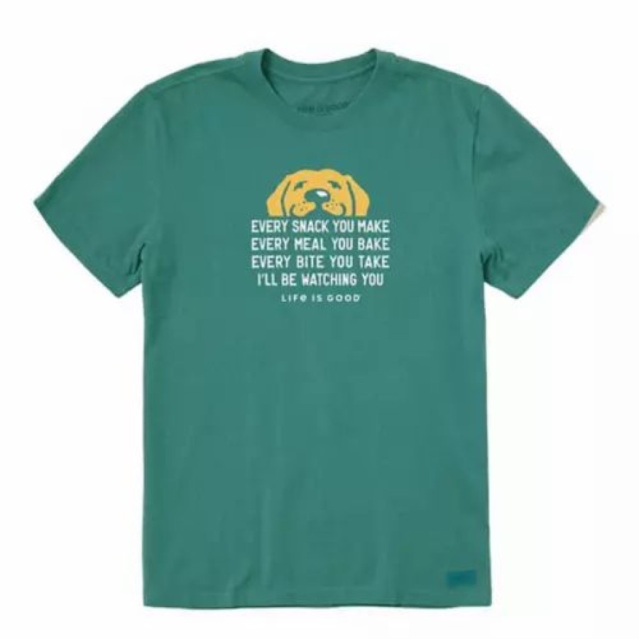 Shirts * | Men'S Life Is Good I'Ll Be Watching You Yellow Lab Crusher T-Shirt Spruce Green