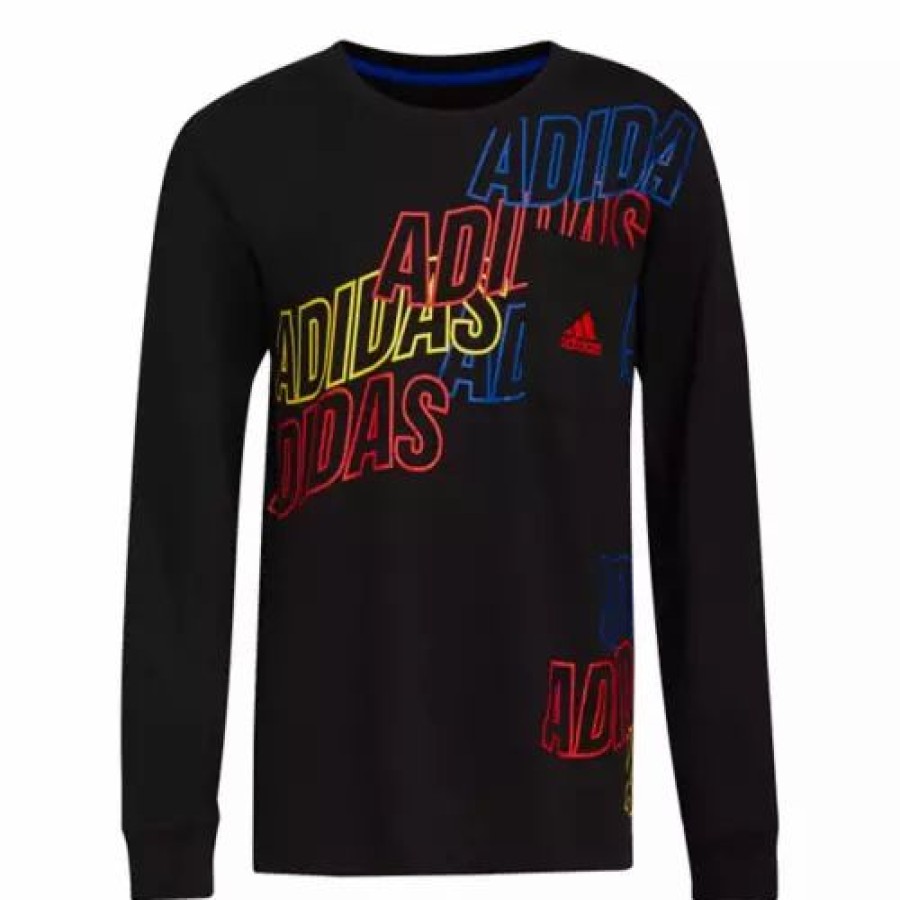 Shirts * | Boys' Adidas Warped Wrap Long Sleeve T-Shirt