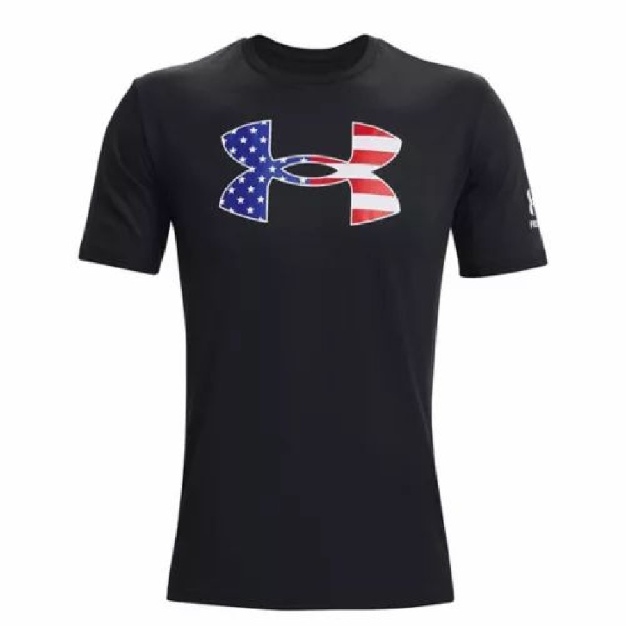 Shirts * | Men'S Under Armour New Freedom Big Flag Logo T-Shirt Black White