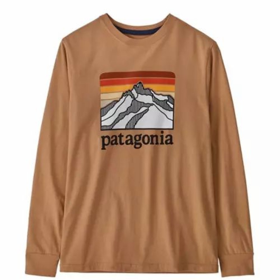 Shirts * | Boys' Patagonia Long Sleeved Regen Organic Logo T-Shirt