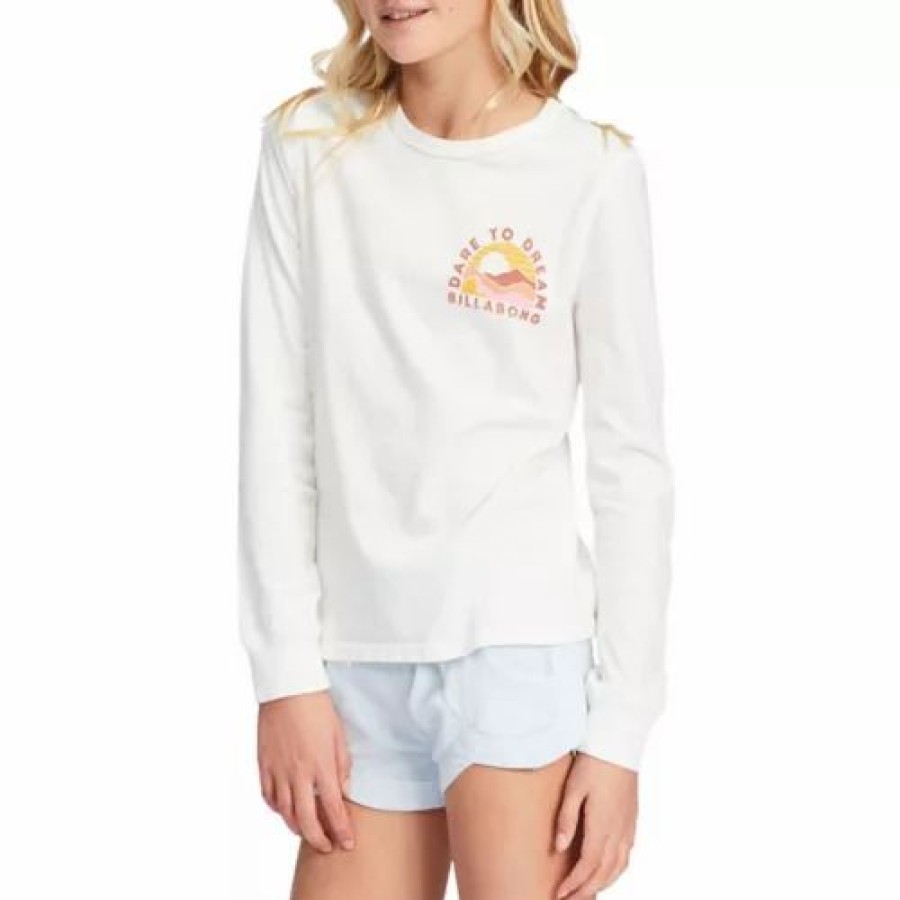 Shirts * | Girls' Billabong Dare To Dream Long Sleeve Graphic Boyfriend T-Shirt Salt Crystal