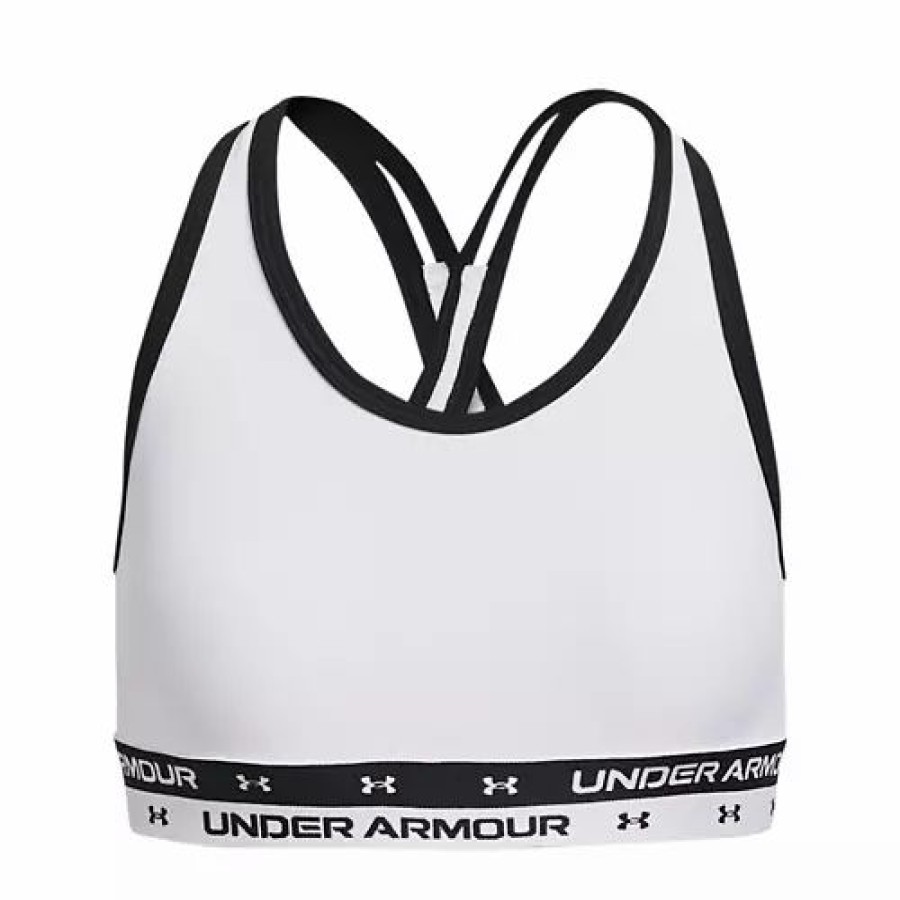 Bras * | Girls' Under Armour Crossback Solid Sports Bra White