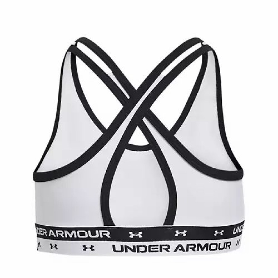 Bras * | Girls' Under Armour Crossback Solid Sports Bra White