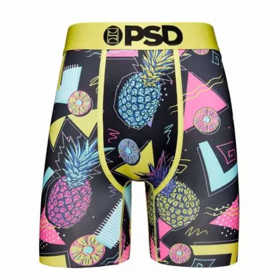 Underwear * | Men'S Psd 90'S Pineapple Boxer Briefs Black