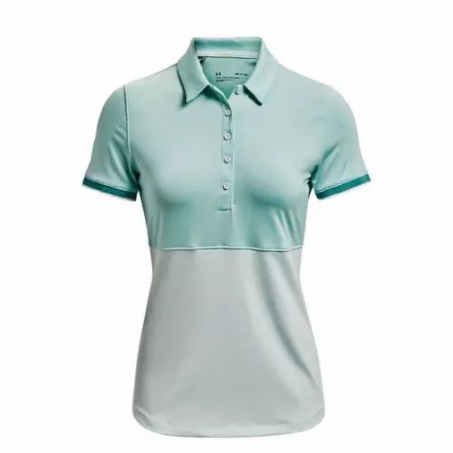 Shirts * | Women'S Under Armour Zinger Point Short Sleeve Golf Polo Sea Mist / Neptune / Metal