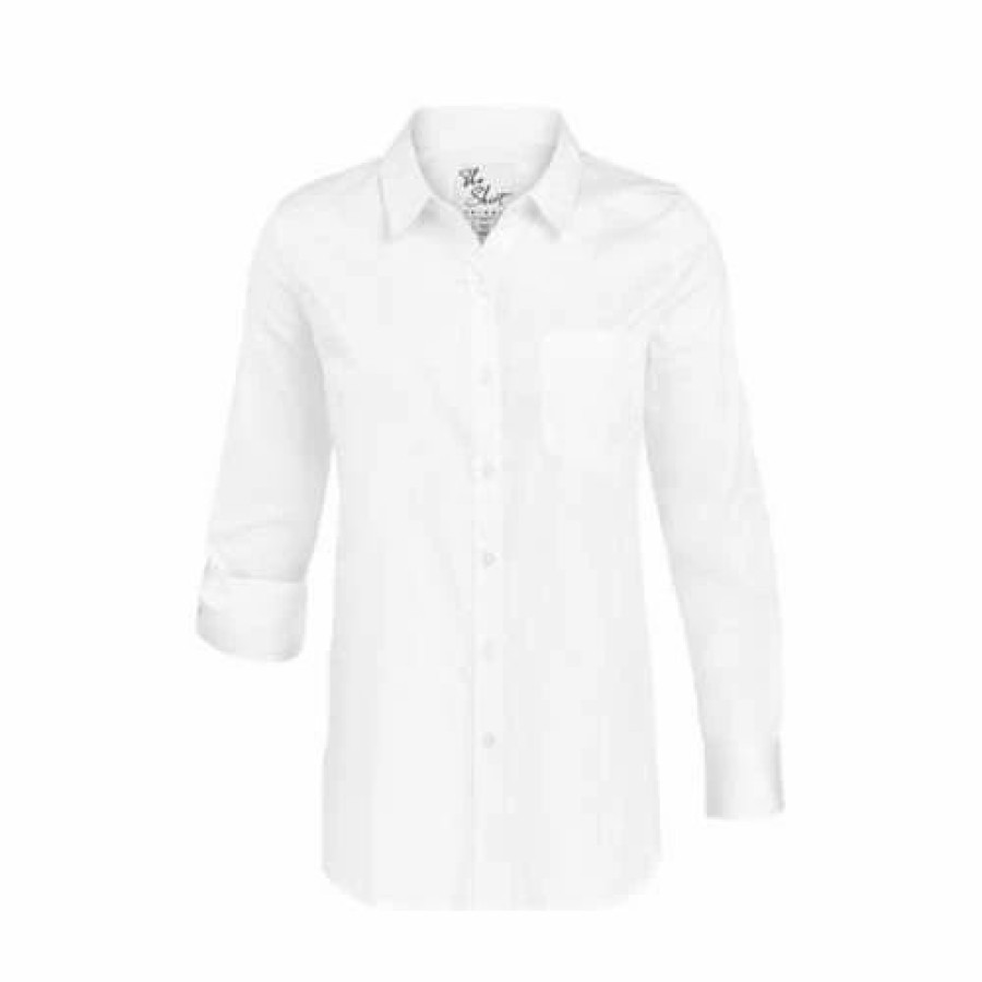 Shirts * | Women'S Tribal Roll-Up Sleeves Button-Up T-Shirt White