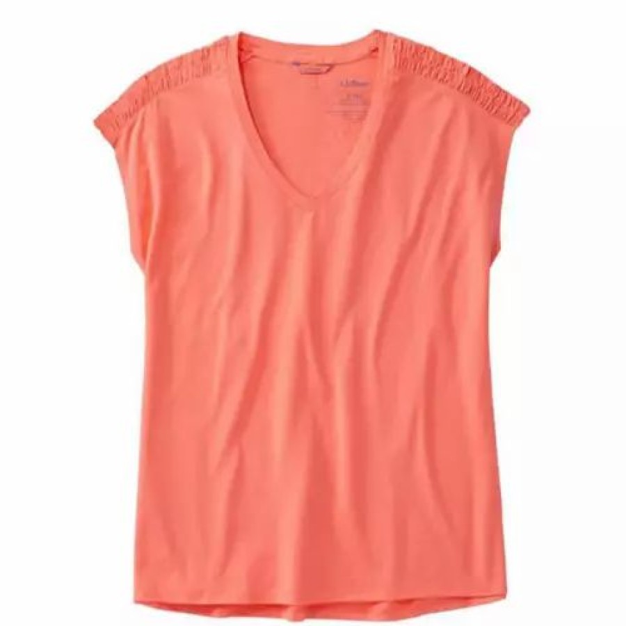 Shirts * | L.L.Bean Women'S L.L. Bean Beyond Soft V-Neck T-Shirt Wild Salmon