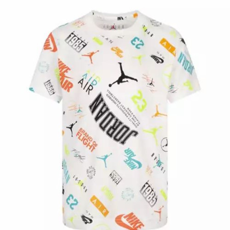 Shirts * | Boys' Jordan Levels All Over Print T-Shirt White