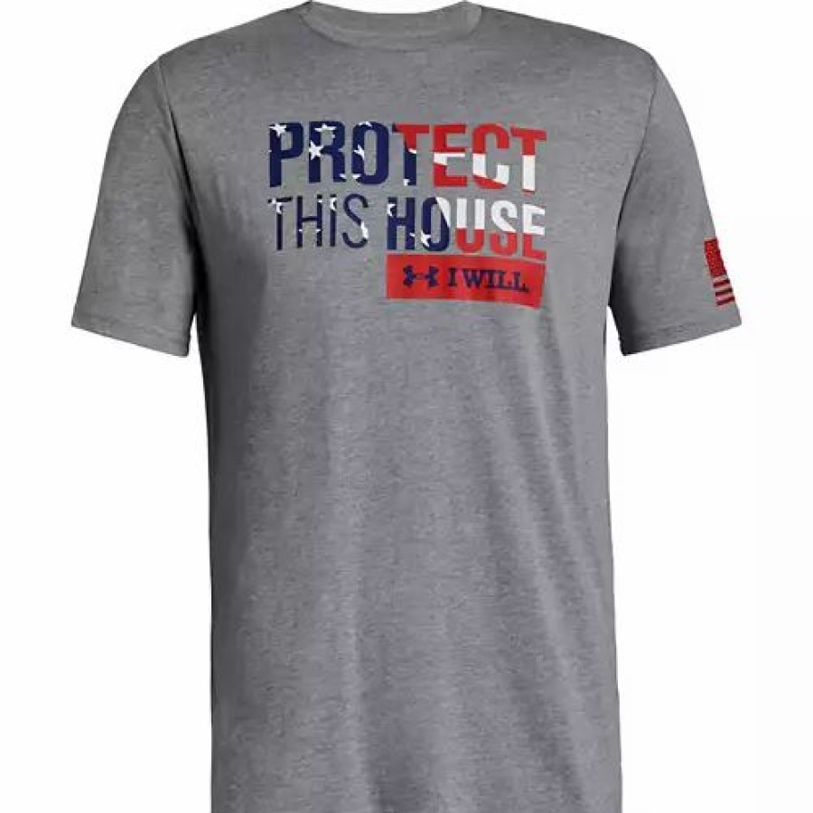 Shirts * | Men'S Under Armour Freedom Protect This House Flag T-Shirt Steel Light Heather