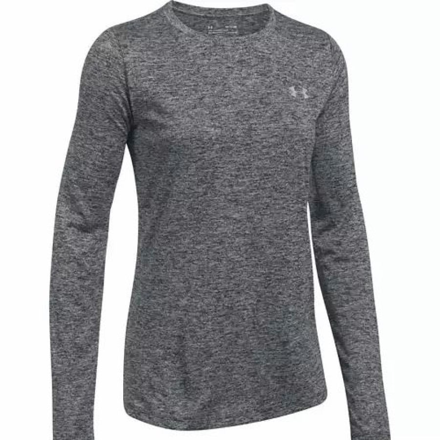 Shirts * | Women'S Under Armour Tech Twist Long Sleeve Shirt Black/Metallic Silver