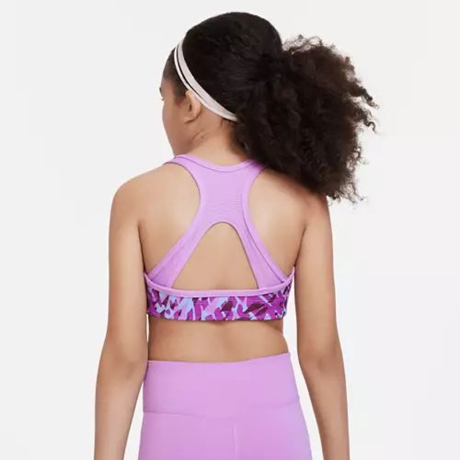 Bras * | Girls' Nike Dri-Fit Swoosh Printed Reversible Sports Bra Rush Fuchsia/Rush Fuchsia