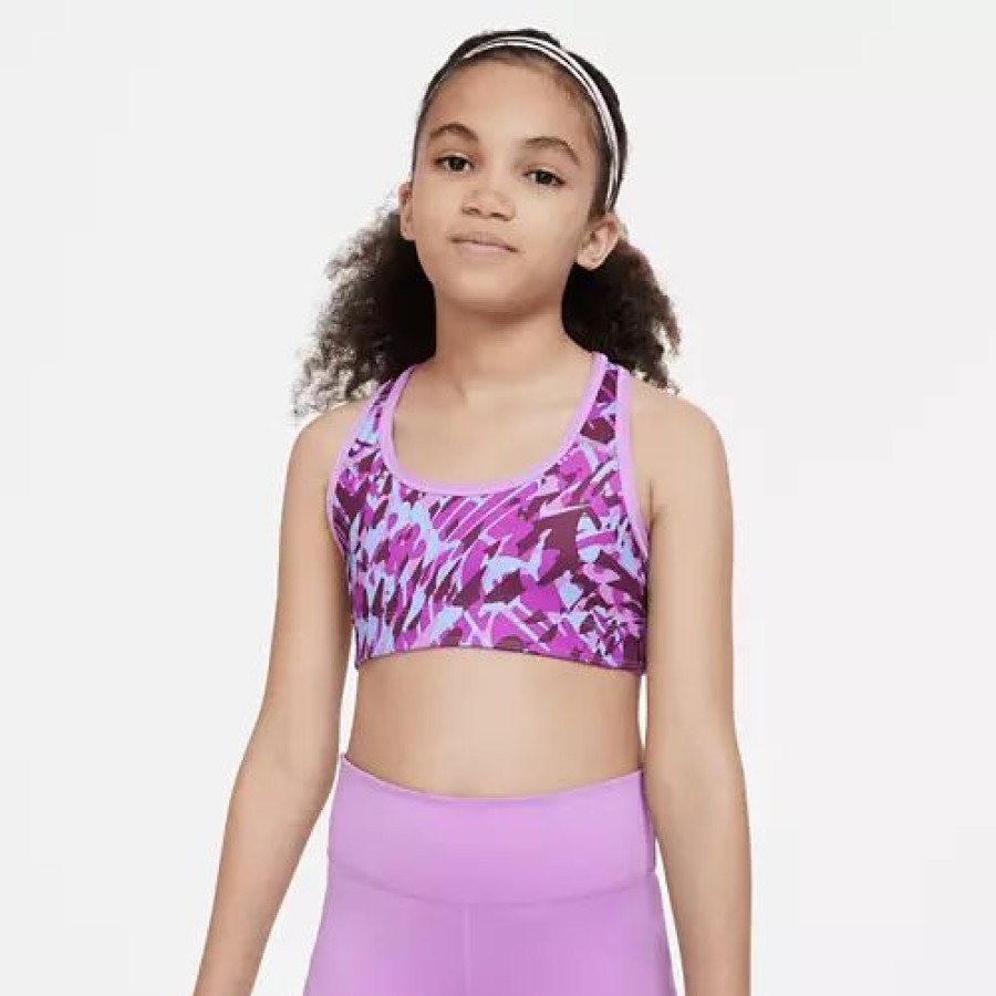 Bras * | Girls' Nike Dri-Fit Swoosh Printed Reversible Sports Bra Rush Fuchsia/Rush Fuchsia