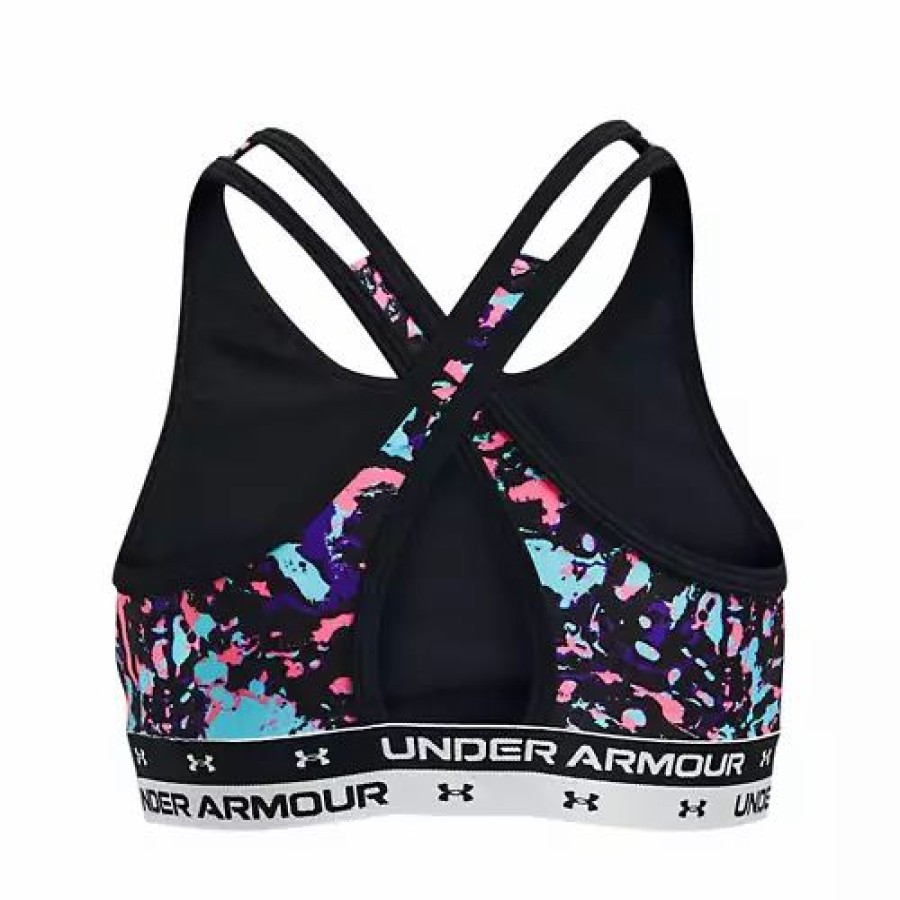 Bras * | Girls' Under Armour Crossback Printed Sports Bra Black/Multi