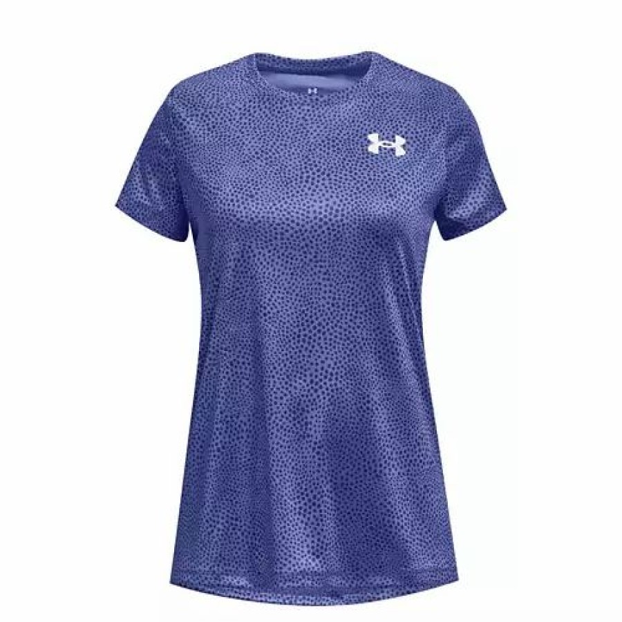 Shirts * | Girls' Under Armour Printed Tech T-Shirt Purple