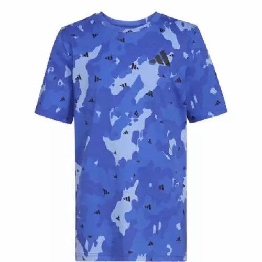 Shirts * | Toddler Boys' Adidas Strength Camo All Over T-Shirt Blue