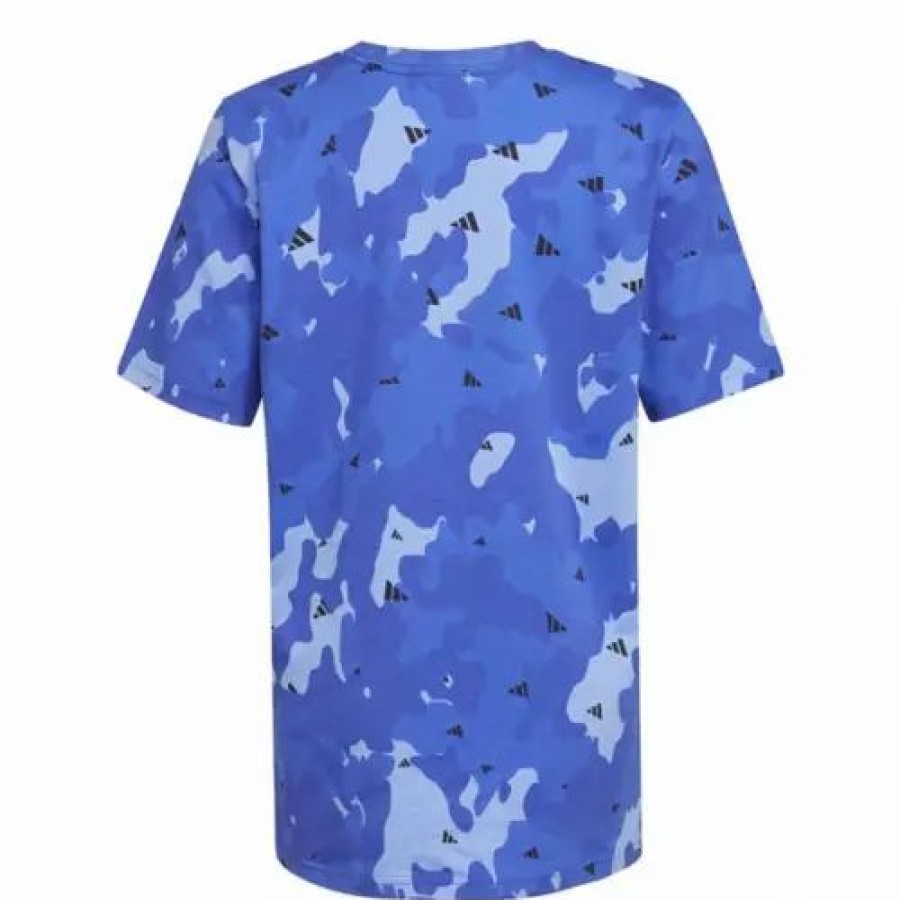 Shirts * | Toddler Boys' Adidas Strength Camo All Over T-Shirt Blue