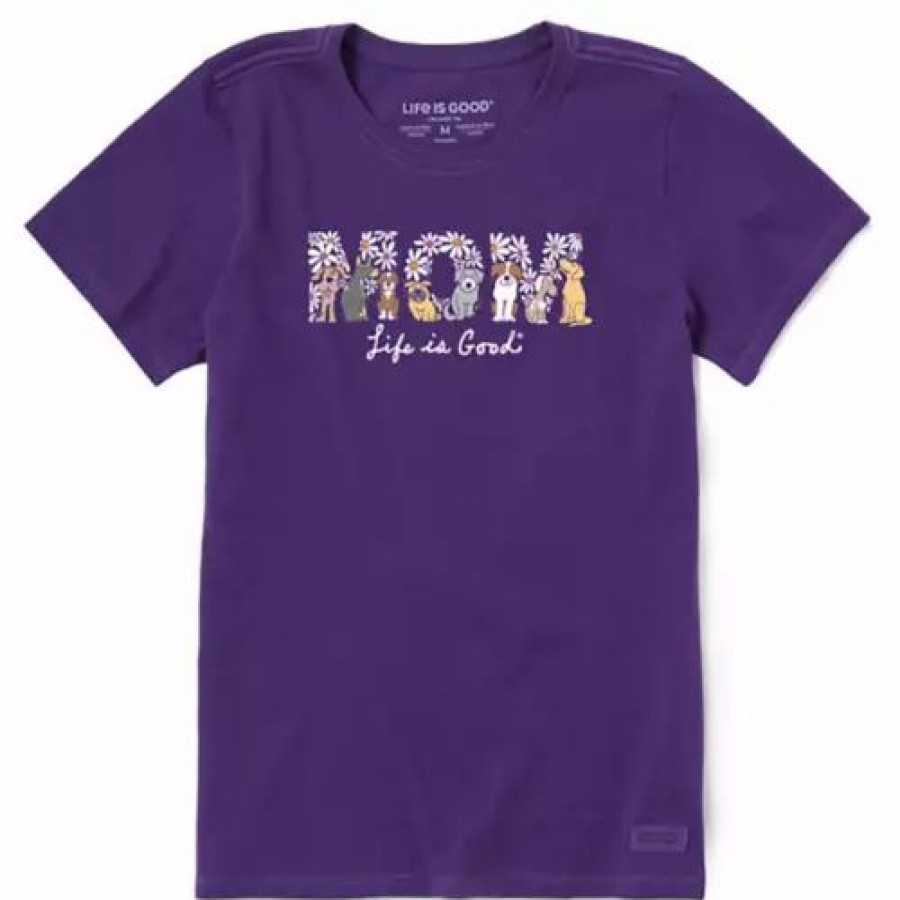 Shirts * | Women'S Life Is Good Mom Dogs Short Sleeve T-Shirt Deep Purple