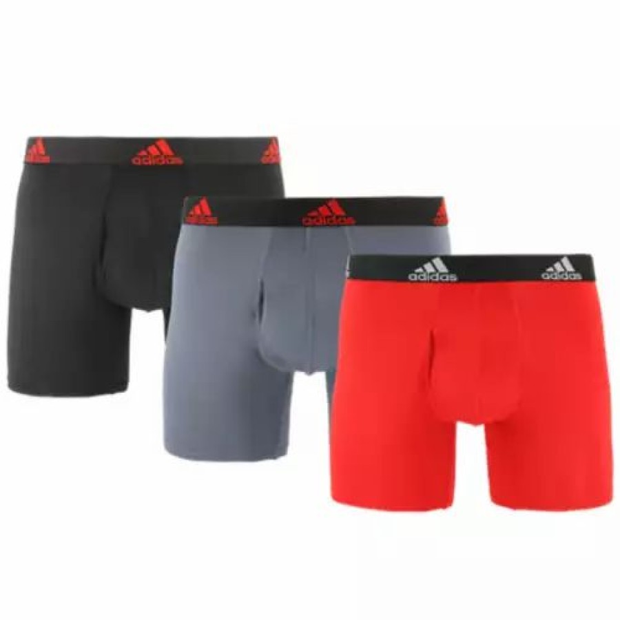 Underwear * | Men'S Adidas Performance Fabric 3 Pack Boxer Briefs