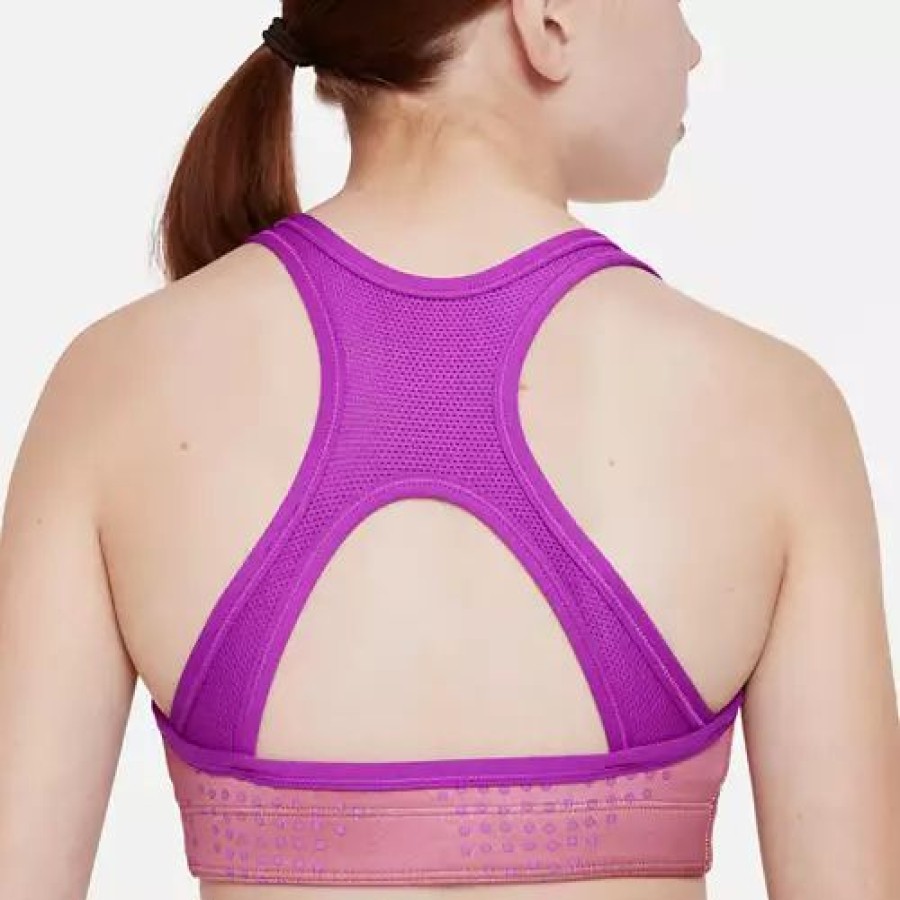 Bras * | Girls' Nike Reversible Swoosh Sports Bra Vivid Purple/Elemental Pin