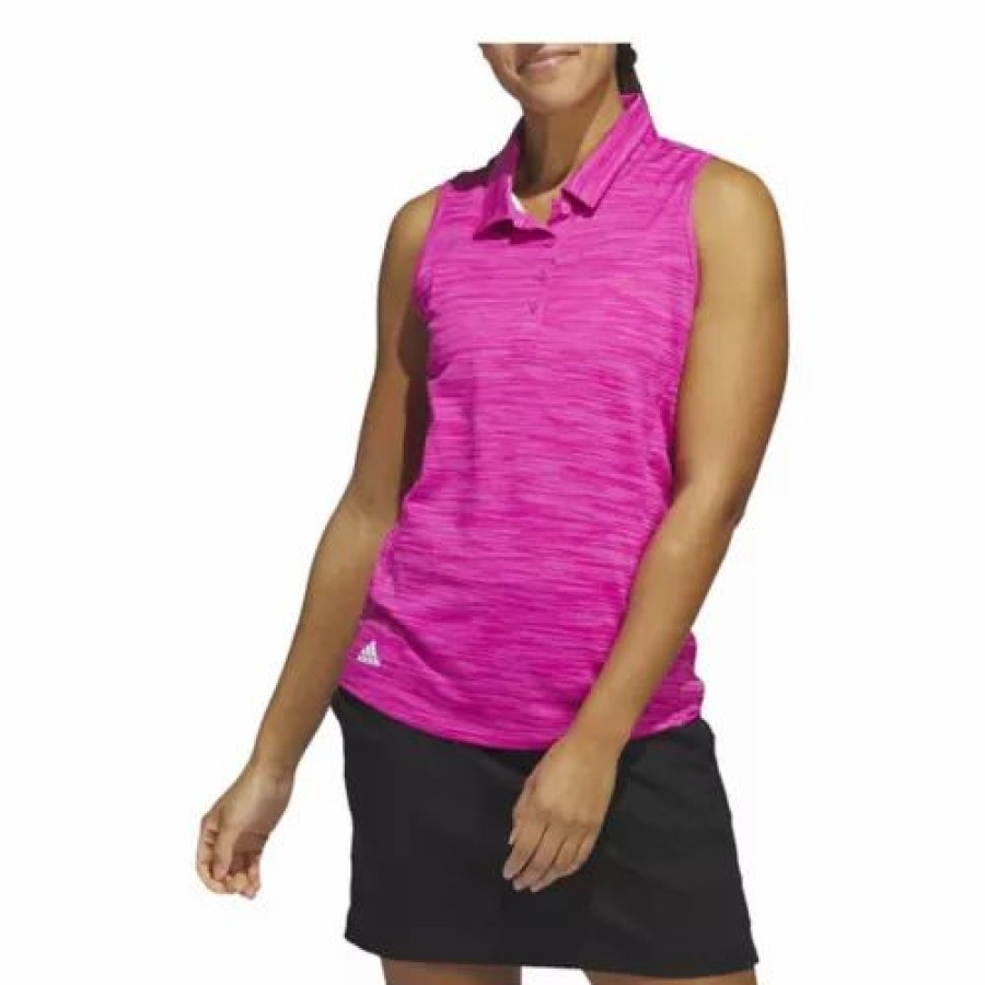 Shirts * | Adidas Women'S Spacedye Sleeveless Polo Fuchsia